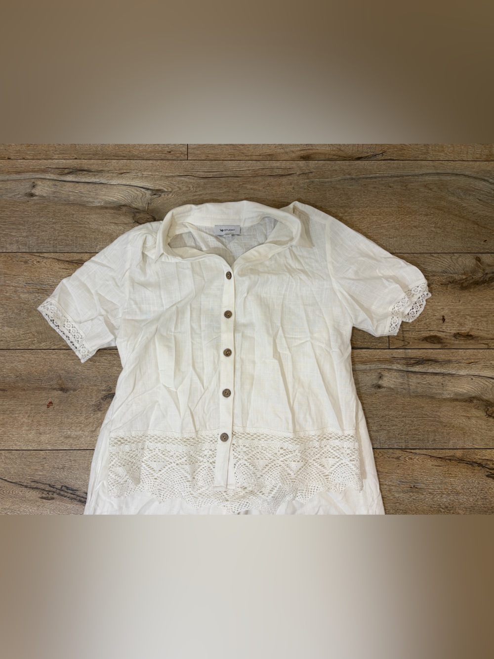 AB Studio Cream Short-Sleeve Button-Front Set - Picture 4 of 8